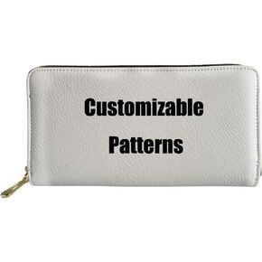 GIFTPUZZ Custom Design Wallets Rfid Blocking Clutch Purse Unisex for Men Women DIY Printable Zip Around PU Leather Wallet Clips Personalized Gifts in Kuwait