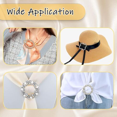 12 Pcs Scarf Ring Shirt Clips, Fashion Shirt Clips With Rhinestone And Pearl Bling Buckle Shirt Ties Clips for Women Clothes Decor, Alloy, Artificial pearl and rhinestones, no gemstone in Kuwait