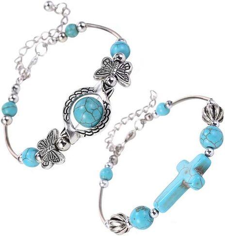 WEILYDF الفيروز سوار كلاسيكي فاخر المرأة الصيف تصميم فريد مطرز تقليد الأحجار الكريمة فراشة سوار مجوهرات in Kuwait