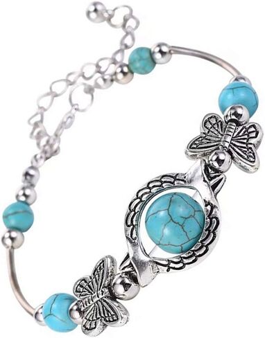 WEILYDF الفيروز سوار كلاسيكي فاخر المرأة الصيف تصميم فريد مطرز تقليد الأحجار الكريمة فراشة سوار مجوهرات in Kuwait