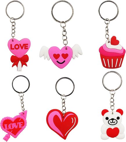 oskrieel 6 قطع المفاتيح عيد الحب سيليكون المفاتيح الحب سلسلة المفاتيح مجموعات DIY شنقا سيليكون الفن سلاسل المفاتيح على شكل قلب حلقة رئيسية قلادة لحفل الزفاف in Kuwait