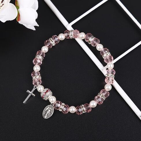 2Pcs Catholic Virgin Mary Saint Benedict Medal Cross Bracelet Set for Men Women Boy Girl Teen Adjustable Cord Wrist Bracelet Religious Protection Amulet Braided Red String 7 Knot Bracelet in Saudi Arabia