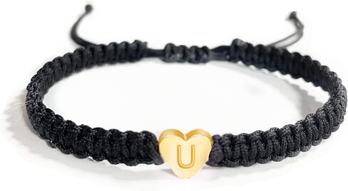 tenghong2021 Heart Initial Bracelets 26 Letters Initial Charms Bracelet for Women Gifts Handmade Rope Braided Adjustable Jewelry for Mom Daughter Birthday Jewelry Gift in Kuwait