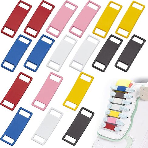 CHGCRAFT 12Pairs 6 Colors No Tie Shoe Laces Colorful Alloy Shoelace Head Assortment Kit Metal Buckle Shoelace Tieless One Size Fits Kid Adult, 11x29.5x2mm in Kuwait