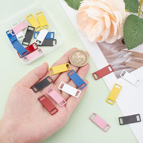 CHGCRAFT 12Pairs 6 Colors No Tie Shoe Laces Colorful Alloy Shoelace Head Assortment Kit Metal Buckle Shoelace Tieless One Size Fits Kid Adult, 11x29.5x2mm in Kuwait