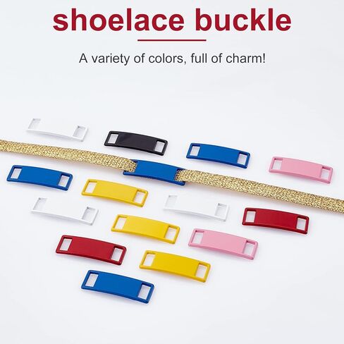 CHGCRAFT 12Pairs 6 Colors No Tie Shoe Laces Colorful Alloy Shoelace Head Assortment Kit Metal Buckle Shoelace Tieless One Size Fits Kid Adult, 11x29.5x2mm in Kuwait