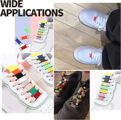 CHGCRAFT 12Pairs 6 Colors No Tie Shoe Laces Colorful Alloy Shoelace Head Assortment Kit Metal Buckle Shoelace Tieless One Size Fits Kid Adult, 11x29.5x2mm in Kuwait