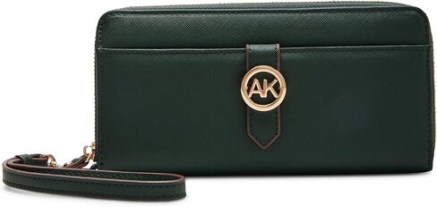 Anne Klein Round AK Zip Around Wallet, Evergreen in Kuwait