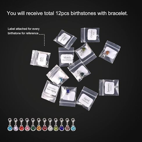 سوار جرة شخصي لرماد الأم والأب والابن والابنة والأخ والجدة والحيوانات الأليفة، مع 12 حجر ميلاد، مجوهرات حرق تذكارية من الفولاذ المقاوم للصدأ للنساء والفتيات مع مجموعة قمع in Kuwait