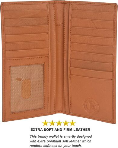 New Men's Leather Long Wallet Pockets Id Card Clutch Bifold Purse in Saudi Arabia