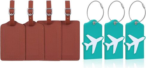 علامات الأمتعة Vigorport مع بطاقة هوية الاسم، 4 عبوات من الجلد و3 عبوات من السيليكون، أفضل ملحقات السفر لتحديد الأمتعة/الحقيبة in Kuwait