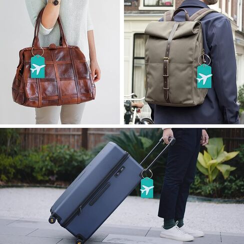 علامات الأمتعة Vigorport مع بطاقة هوية الاسم، 4 عبوات من الجلد و3 عبوات من السيليكون، أفضل ملحقات السفر لتحديد الأمتعة/الحقيبة in Kuwait