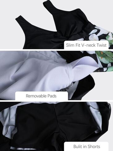 ملابس سباحة نسائية متواضعة من قطعة واحدة من ECUPPER مقاس كبير لباس سباحة متجنب للتحكم في البطن بدلة استحمام على شكل زهور مع شورت in Kuwait