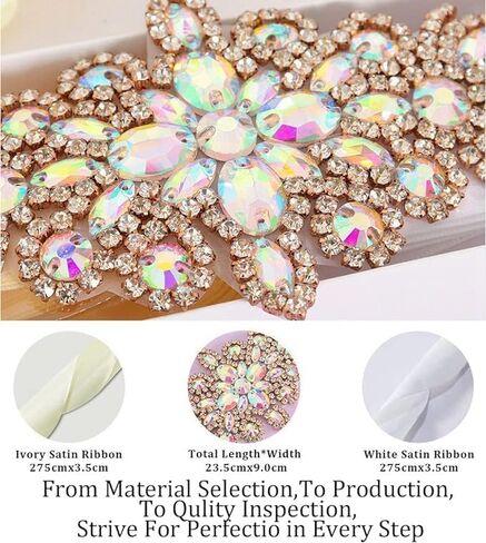 Pardecor حزام كريستال الزفاف حجر الراين زين بريق أحزمة فستان الزفاف مطرز وشاح الزفاف حزام الزفاف حزام الزفاف... in Kuwait