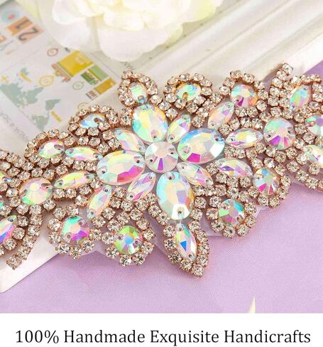 Pardecor حزام كريستال الزفاف حجر الراين زين بريق أحزمة فستان الزفاف مطرز وشاح الزفاف حزام الزفاف حزام الزفاف... in Kuwait