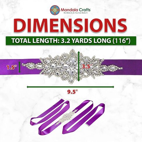 Mandala Crafts Wedding Dress Belt - Bridal Belt for Women Wedding Gown - Bridal Rhinestone Belts for Dresses in Saudi Arabia