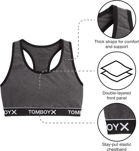 حمالة صدر TomboyX Racerback، حمالة صدر قطنية مريحة للنساء، لاسلكية بدون حشوة منخفضة التأثير، (3XS-6X) in Kuwait