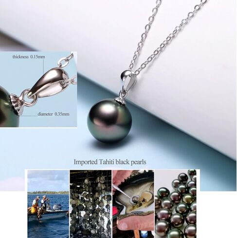 NONNYL Gifts for Wife Anniversary Pearl Necklace for Women- Handpicked Nature Tahitian Black Pearls- Gifts for Mom Girlfriend Her - Birthday Christmas Mothers Day Valentine's Day Jewelry Gifts in Saudi Arabia