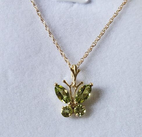 Galaxy Gold GG 14k Yellow Gold Necklace with Peridot Butterfly Pendant in Saudi Arabia