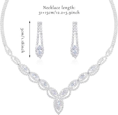 DIVINA VITAE Sparkle Rhinestone Necklace And Earring Set Formal Bridal Wedding Jewelry Sets Bride Bridesmaid Prom Costume Jewelry Set for Bride Women Girls Wedding Accessories(Silver) in Saudi Arabia