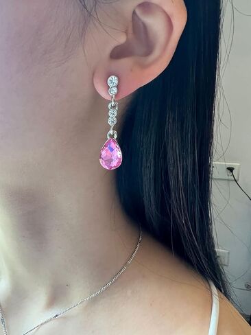 Txibikn 4 Pieces Fashion Teardrop Crystal Rhinstone Pendent Necklace Earring Bracelet Jewelry Set for Women Lady Wedding Birthday Party Prom Gifts in Saudi Arabia