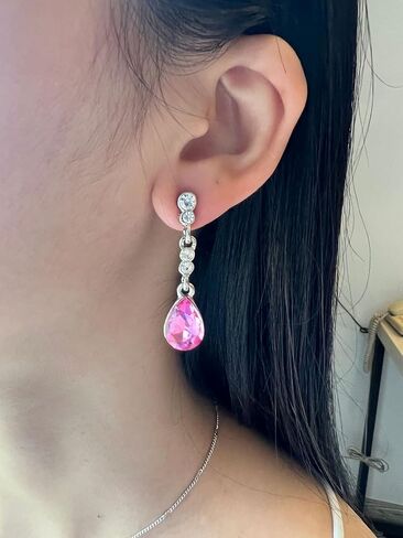 Txibikn 4 Pieces Fashion Teardrop Crystal Rhinstone Pendent Necklace Earring Bracelet Jewelry Set for Women Lady Wedding Birthday Party Prom Gifts in Saudi Arabia