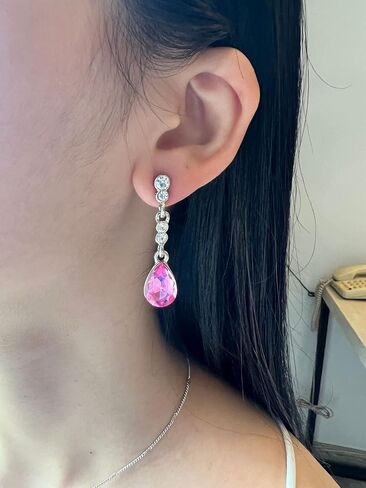 Txibikn 4 Pieces Fashion Teardrop Crystal Rhinstone Pendent Necklace Earring Bracelet Jewelry Set for Women Lady Wedding Birthday Party Prom Gifts in Saudi Arabia