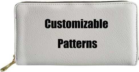 GIFTPUZZ Custom Design Wallets Rfid Blocking Clutch Purse Unisex for Men Women DIY Printable Zip Around PU Leather Wallet Clips Personalized Gifts in Kuwait
