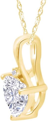 THE JEWEL ZONE طقم قلادة وأقراط من الفضة الإسترليني مرصعة بالياقوت الأبيض والألماس على شكل قلب مقلد in Saudi Arabia