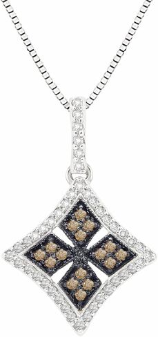 Hdiamonds 1/3 CTTW قلادة من الفضة الاسترليني الأبيض والبني الماسي in Saudi Arabia
