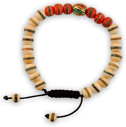 Hands of Tibet Embedded Medicine Bracelet Yoga Healing Beads Adjustable Wrist Mala Many Color Choices (White/Red) in Saudi Arabia