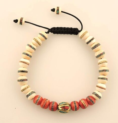 Hands of Tibet Embedded Medicine Bracelet Yoga Healing Beads Adjustable Wrist Mala Many Color Choices (White/Red) in Saudi Arabia