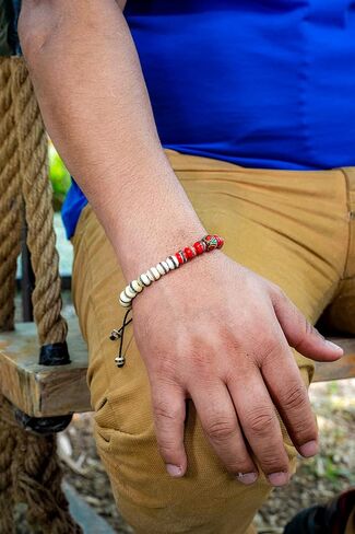 Hands of Tibet Embedded Medicine Bracelet Yoga Healing Beads Adjustable Wrist Mala Many Color Choices (White/Red) in Saudi Arabia
