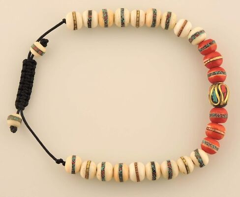 Hands of Tibet Embedded Medicine Bracelet Yoga Healing Beads Adjustable Wrist Mala Many Color Choices (White/Red) in Saudi Arabia