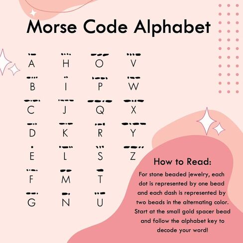 أساور ETHICGOODS Morse Code للنساء - سوار ملهم مصنوع يدويًا وتجارة عادلة، قابل للتعديل، 6 مم، يشم الكوارتز الوردي من الهيماتيت in Kuwait