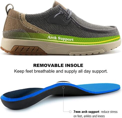 UPIShi Men's Slip On Arch Support Loafers Comfortable Light-Weight Orthopedic Casual Shoes for Plantar Fasciitis Walking Canvas Sneakers in Saudi Arabia