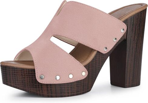 Perphy Platform Slip on Block High Heels Slides Sandals for Women in Saudi Arabia