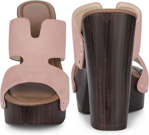 Perphy Platform Slip on Block High Heels Slides Sandals for Women in Saudi Arabia