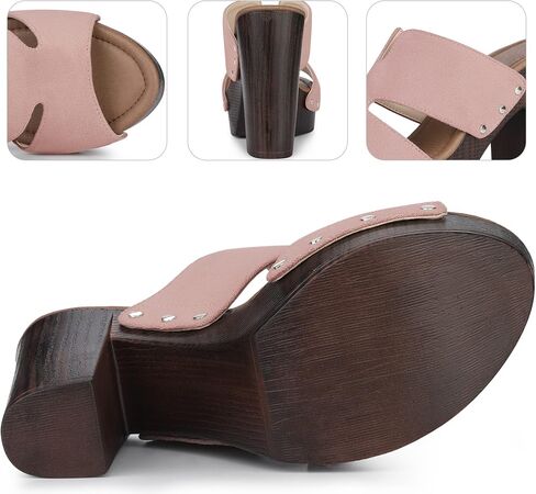 Perphy Platform Slip on Block High Heels Slides Sandals for Women in Saudi Arabia