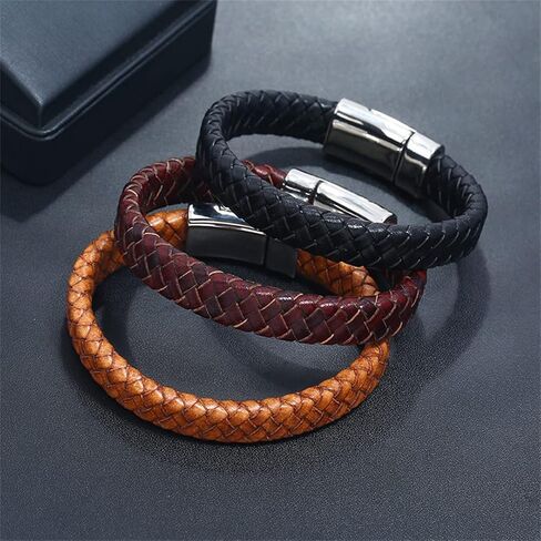 Eastlinran Yin Yang Bracelet for Men Men's Braided Bracelet Yin Yang Taoist Symbol Taichi Yoga Leather Cords Woven Clasp Bangle Wristbands in Kuwait
