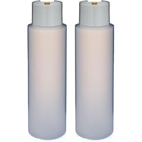 عبوتان من زجاجات الضغط HDPE القابلة لإعادة الملء بوزن 16 أونصة مع أغطية موزع "اقف على الغطاء" - رائعة لللوشن والشامبو والبلسم وزيوت التدليك من Earth's Essentials (غطاء أبيض) in Kuwait