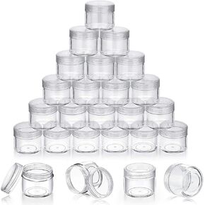Boao 50 Pieces Empty Clear Plastic Pot Jars with Lids Round Sample Containers Mini Travel Jars for Storage of Ear Studs Ear Ring(30 ml/30g) in Saudi Arabia