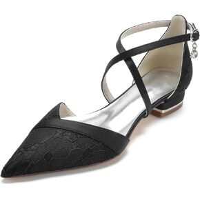 Women's Pointed Toe Lace Wedding Flats for Bride Comfortable Strappy Wedding Shoes Low Heels Cross Strap Bridal Flats Evening Prom Party Dress Shoes Pumps in Kuwait