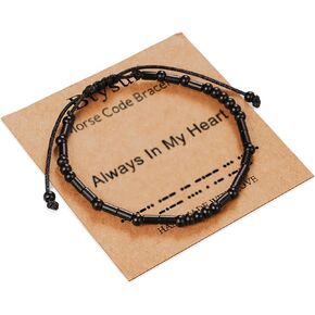 Morse Code Bracelets for Women Inspirational Gifts for Her Adjustable Black Adjustable Braided Men Bracelets Motivational Best Friend Birthday Gifts for Sister Daughter Mom Dad Christmas Jewelry…