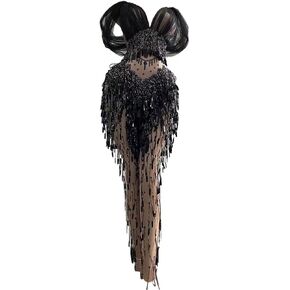 Yoyomomozi Nightclub Prom Celebration Dj Singer Stage Jumpsuit Women Sexy Tassel Sequin Latin Dancer Stretch Skinny Black Rompers One Size in Kuwait