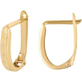 MAZZERI 14K Gold Huggie Hoop Earrings – Classic Small Polished Or Diamond Cut Flat Hinged Huggies For Women and Men