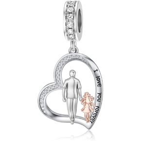 PROESS Father Mother Daughter Charm fit Charms Bracelet Sterling Silver Charms for Bracelets Birthday Valentines Day Gifts for Daughter Mother Lover in Saudi Arabia