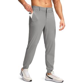 Pudolla Men's Golf Joggers Pants with Zipper Pockets Stretch Slim Fit Sweatpants Lightweight Dress Casual Golf Pants for Men