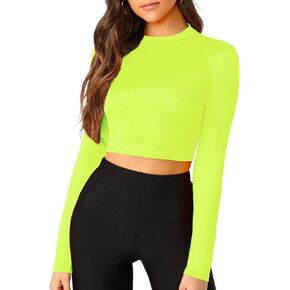 Verdusa Women's Casual Slim Fitted Basic Long Sleeve Solid Crop Tee Top