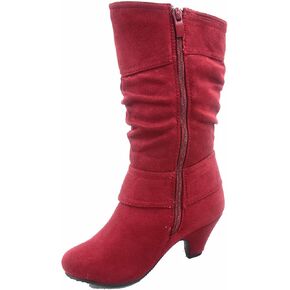 FZ Auto-9ks Girl's Kid's Fashion Cute Round Toe Buckle Dress Side Zipper Low Heel Boots Shoes in Kuwait